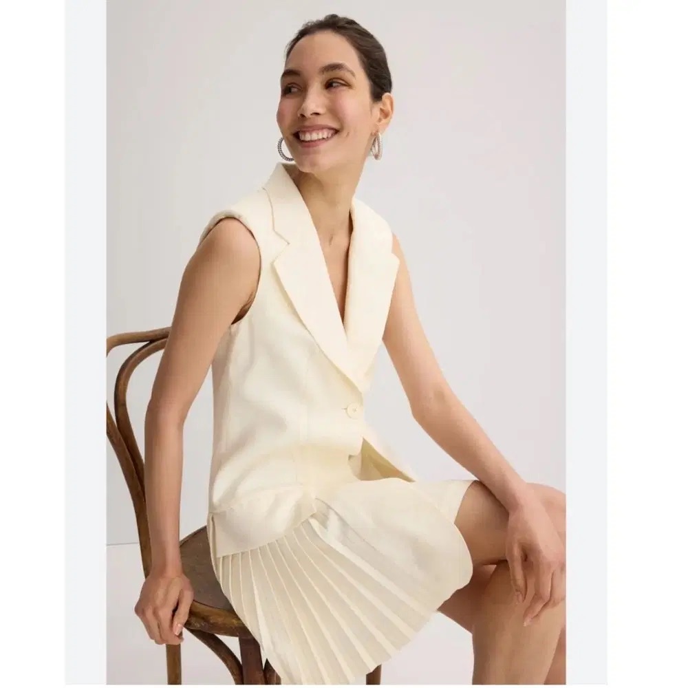 Sandro Ivory Sleeveless Blazer Dress - Picture 3 of 8